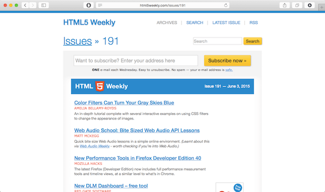 html5 weekly newsletter web dev newsletter