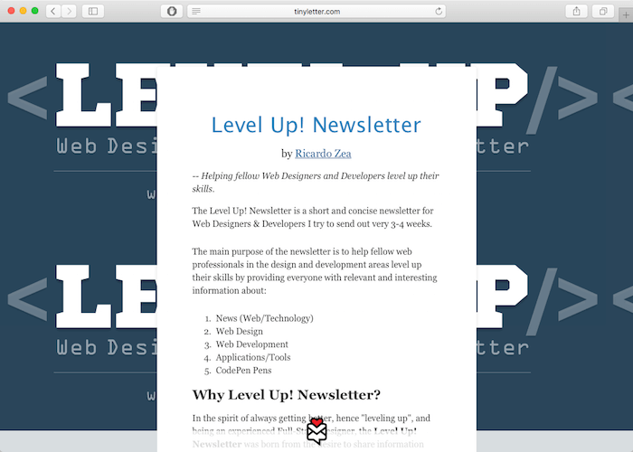 levelup web development newsletter