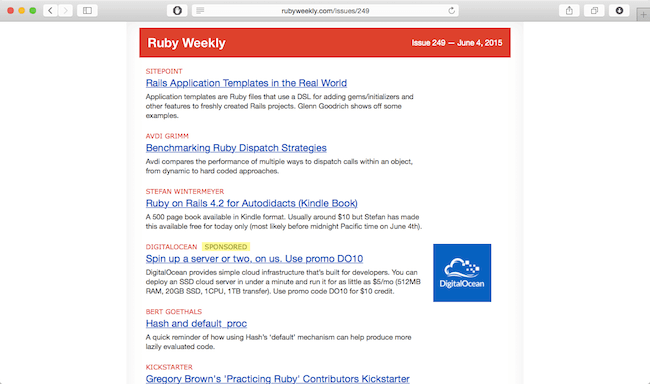 ruby weekly best web developer newsletter