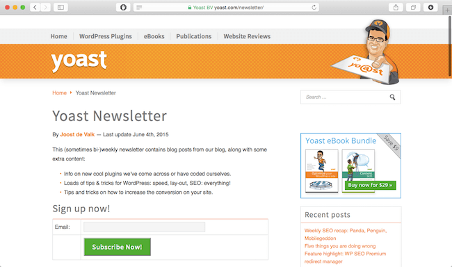 yoast wordpress newsletter