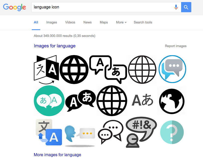 language icon google search