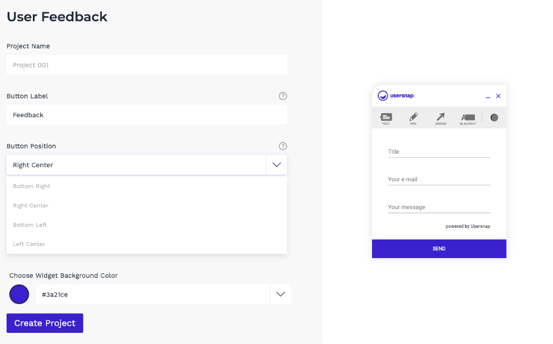 Usersnap QA Feedback Widget Creation