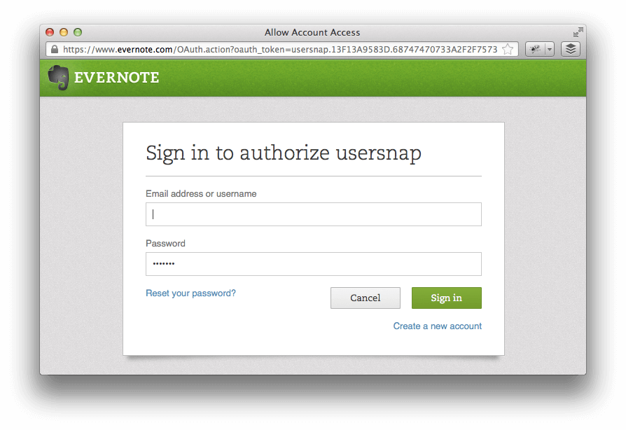 login to evernote web clipper