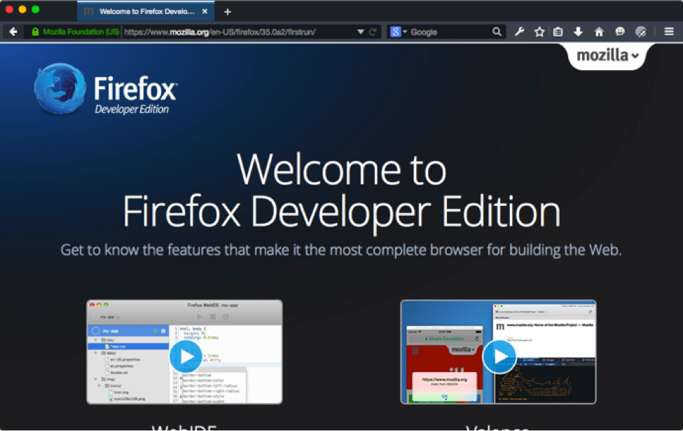 use firefox developer edition 2016