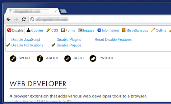 web developer chrome extension