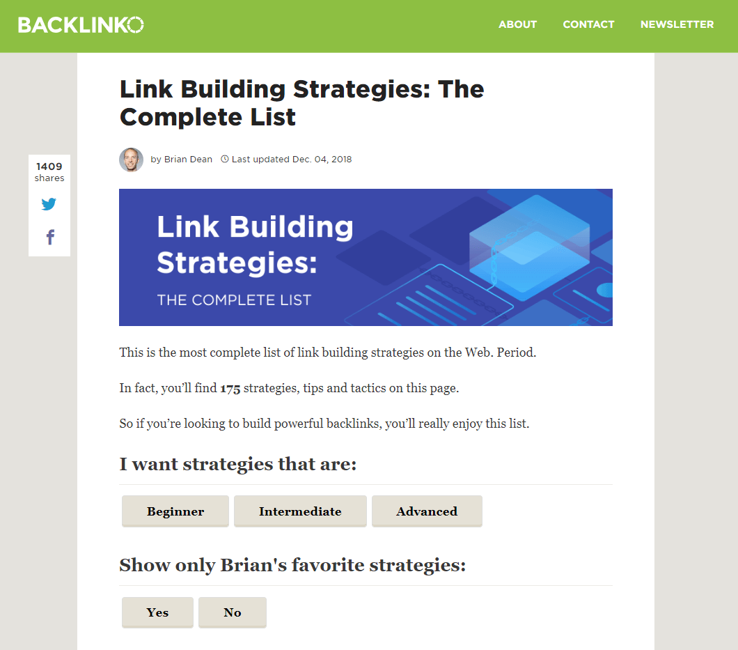 Backlinko - Link building strategies