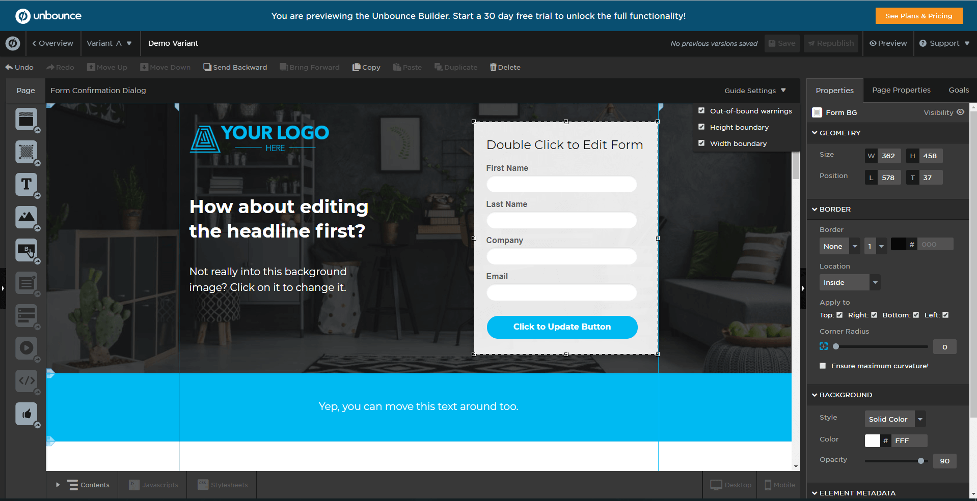 Unbounce - landing page tool