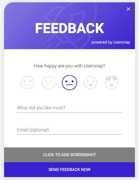 Usersnap customer feedback button