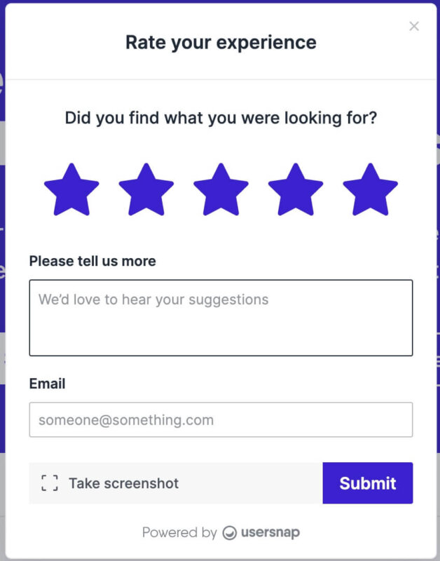 Usersnap customer feedback button