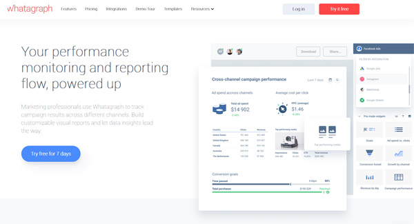 Whatagraph is a marketing analytics tool for monitoring and reporting