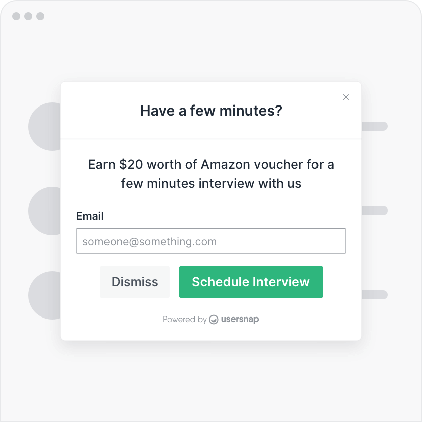 Interview request widget for customer interviews