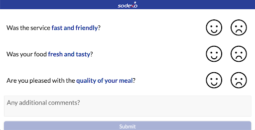 Example customer satisfaction survey question from Sodexo