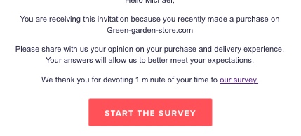 Survey link embedded in an email