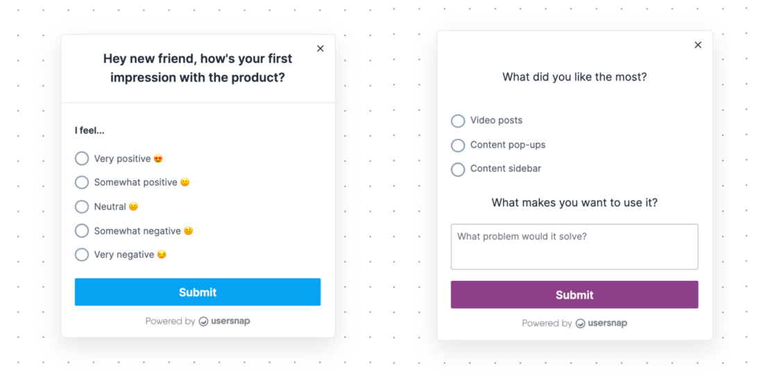 2 multiple choice product survey questions