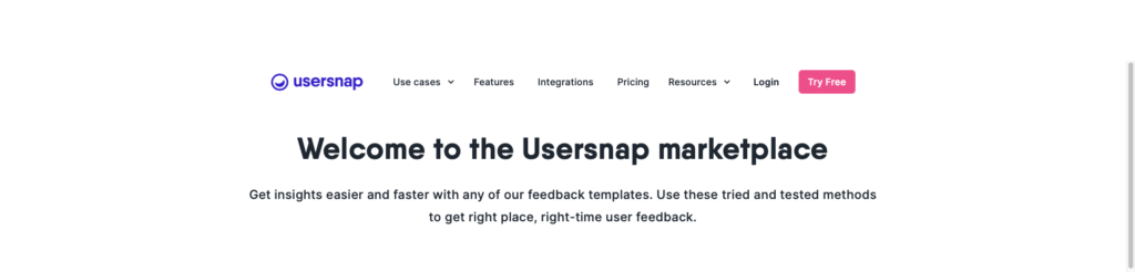 Templates marketplace by Usersnap