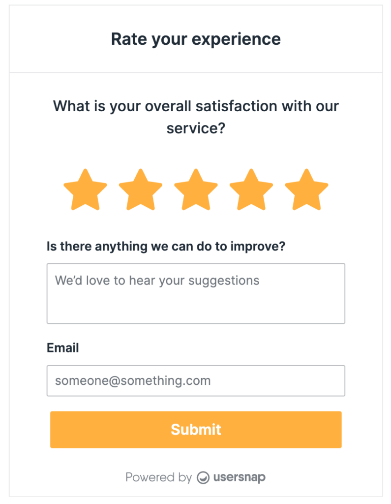 Customer satisfaction rater with positive skip logic functionality