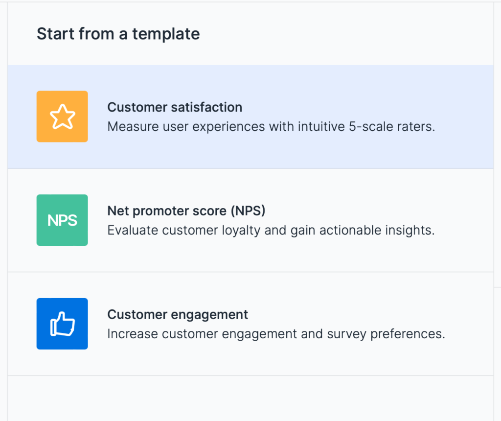 Step 1: How to pick a satisfaction rating template in Usersnap dashboard