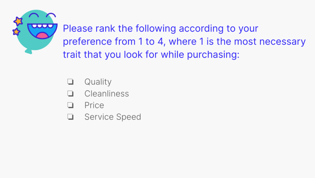 Purchasing experience sample survey