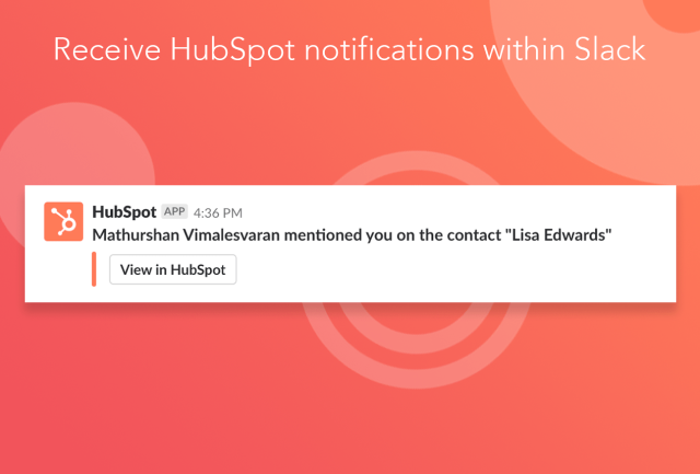 Slack messages coming directly from HubSpot
