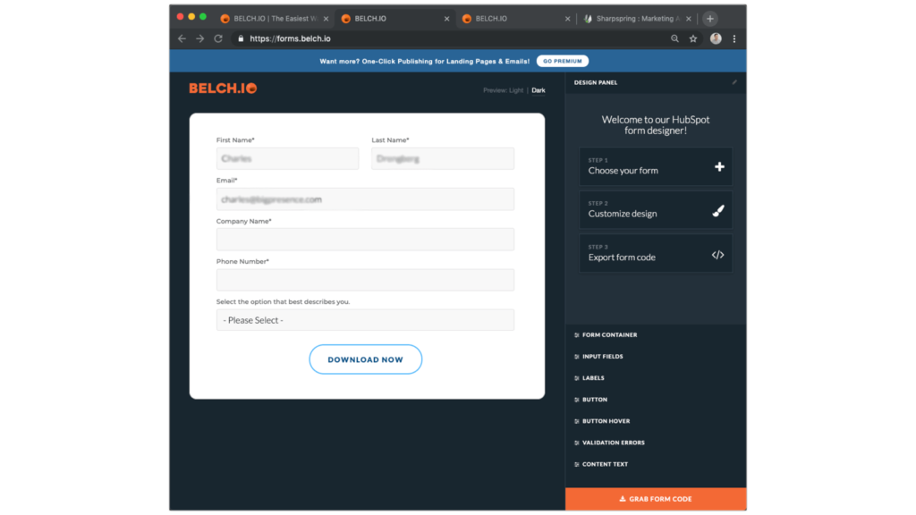 belch.io integrates with HubSpot