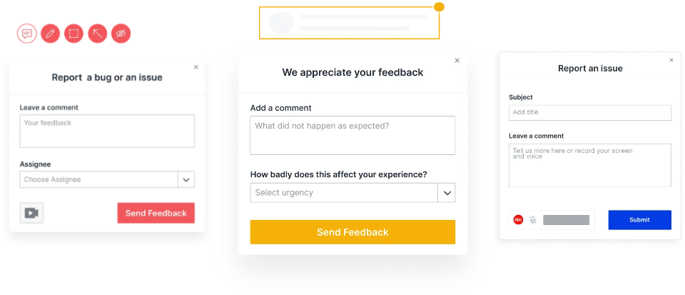 Collect feedback from your customers easily with Usersnap's templates for bugs, beta testing, and issues.