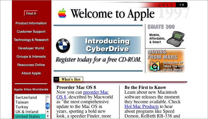 alte Apple Website